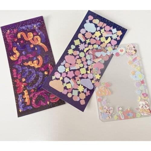 Korean Ins Rainbow Laser Ribbon Stickers DIY Scrapbooking Idol Card Album Stationery Decorative Stickers