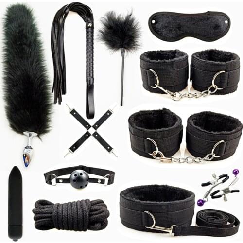 Leather Sex Kit Bondage Gear Adults Toys Sex Games Handcuffs Whip Exotic Accessories Erotic Bdsm Set Sex Toys for Couples