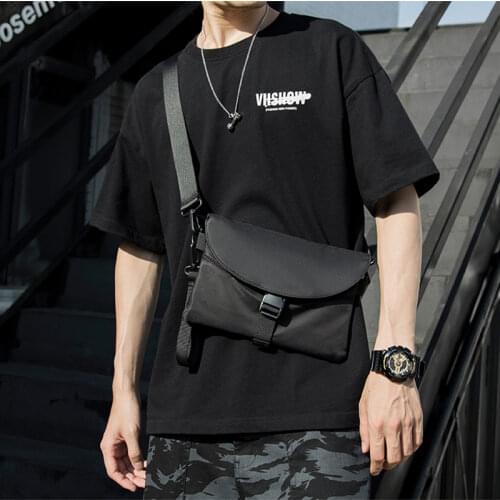 Fashion Trend Men Messenger Bag Pack Nylon Waterproof Casual Mens Shoulder Bag Black Functional Zipper Bag Crossbody for Male