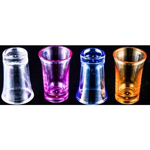Set of 6 0.5 ounce heavy duty shot glasses machine made lead free glass liquor glass for bar party Blue Pink yellow