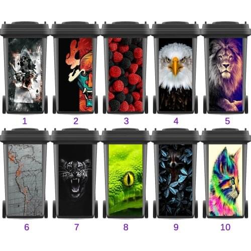 Animal Adhesive Removable Waterproof Sticker Decals Renew Rubbish bin trash can Cover sticker Ktichen Art 120liter 240liter