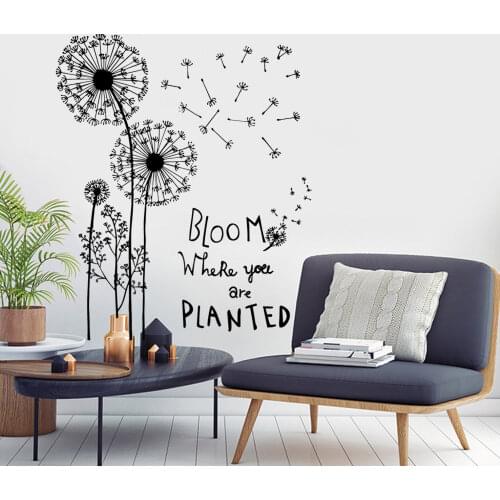Wall Stickers for home decor living room kids children room Black Dandelion Hallway Corridor TV Background PVC Wall Decals