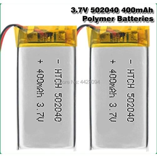 Rechargeable 3.7 V lithium polymer batteries 502040 400mah With PCB For MP3 MP4 MP5 GPS PSP E-book Electric Toy LED Light