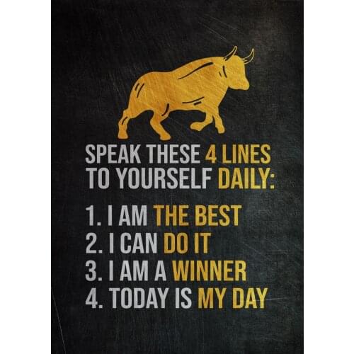 Speak These 4 Lines To Yourself Daily Black Poster Positive Unframed Canvas Wall Art Success Quote Motivational Prints Painting