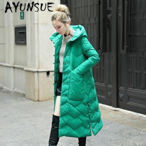 2020 New Puffer Jacket Women White Duck Down Winter Coat Women Jacket Hooded Vintage Warm Parka Long Veste Femme YY1539