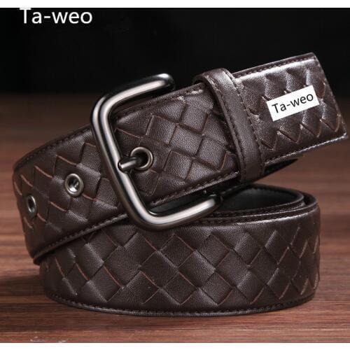 Fashion Braided Unisex 100% Genuine Leather Belt Casual Belts For Women & Mens Jeans Leather Belt Width 3.5CM Top Quality