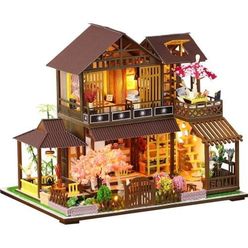 Assemble Diy Dollhouse 3D Wooden Doll Houses Miniature Doll House Furniture Kit Music Led Lights Toys For Children Birthday Gift