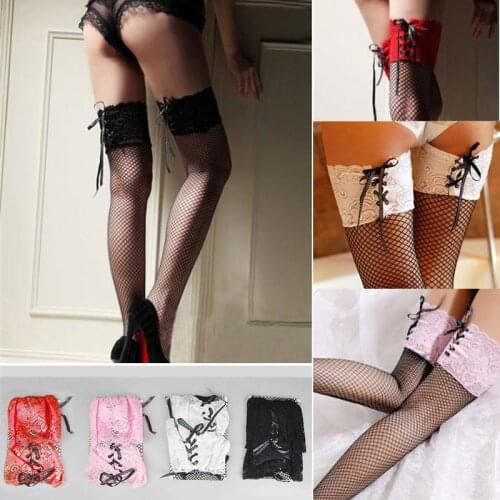 Sexy Stockings Women Thigh High Sheer Lace Fishnet Stockings Hosiery Ladies Over The knee Socks Hollow Mesh Stocking Leggings