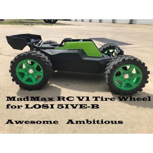 MadMax Wide Tyre Stronge Wheel Hub Waterproof Wear Resistant Tire for 1/5 TLR LOSI 5IVE-B Monster Truck