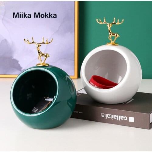 Jewelry Storage Box Organizer for Women Golden Ceramic Necklace Ring Earrings Dustproof Mini Jewelry Desktop Organization