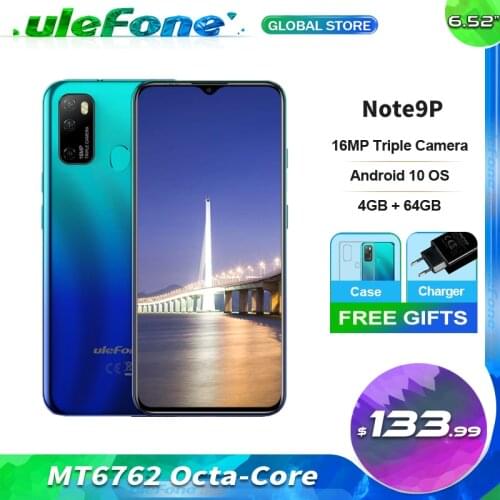 Ulefone Note 9P Smart phone Android 10 4GB RAM 64GB ROM 6.52 Inch Waterdrop Screen Mobile phone Octa-core 4G Celular Phone