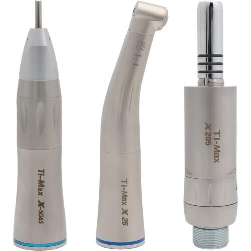 Ti-Max Style Dental Low Speed Handpiece Straight Nose Contra Angle Air Motor Borden 2Holes Air Turbine Inner Water Spray