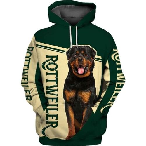 CLOOCL Rottweiler Men Hoodies Animals Men Clothing 3D Print Design Yellow Square Casual Pullovers Tops Unisex Sweatshirts