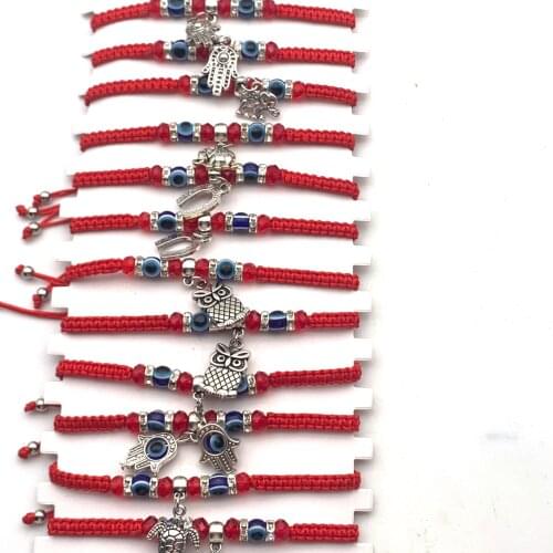 Turkish Glass Eye Bead Big Evil Eye Adjustable Bracelet Red String andThe Hand of Fatima pendant the turtle for Women Men Girls