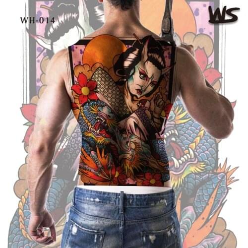Fake tatoo sticker large waterproof temporary tattoos for men temp tattoo body art dragon trial geisha design big water tattoos