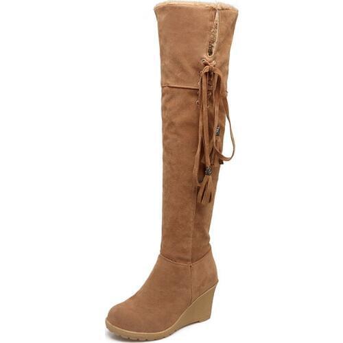 High wind female boots in the winter of 2018 foreign trade wedges 44 knee-high boots with 40-181124