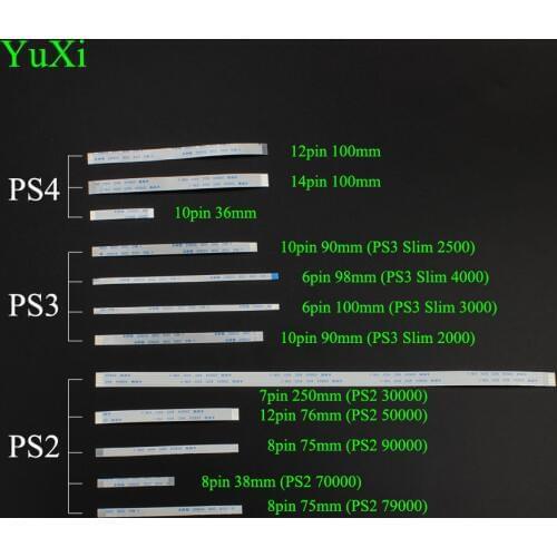YuXi 2pcs/lot 10 12 14 Pin Flex Cable For PS4 Controller Charging PCB Board and Power switch Flex Cable for PS2 PS3 Slim