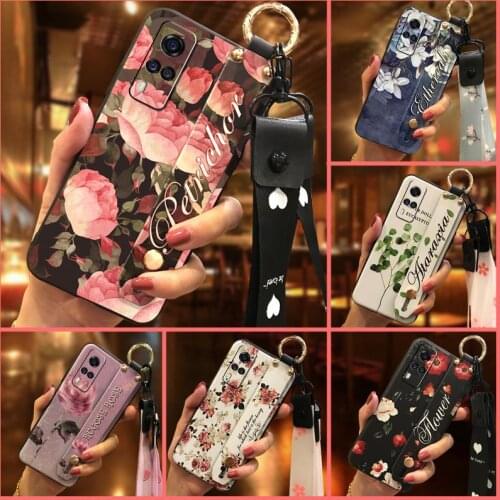 Flower Lanyard Phone Case For VIVO Y51 2020 4G/Y31 2021 Back Cover Dirt-resistant Phone Holder