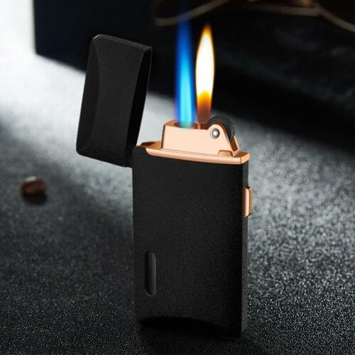 NEW Cigarette Cigar Lighter Mini Windproof Metal Gas Double Fire Lighters Unusual Butane Jet Lighters Smoking Accessories