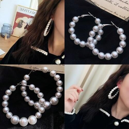 High Quality Imitation Pearl Earring Simple Long Girls Fine Pearl Earrings for Women Jewelry Trendy Luxury Hoops Earring Gift