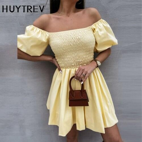Summer Sexy Off Shoulder Mini Dress For Woman fashion Puff Sleeve Party Nightclub strap Dresses Casual Robe Femme 2021 black