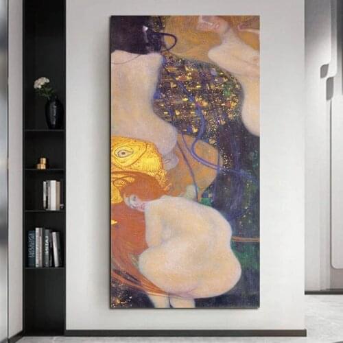 100% Hand Painted Handmade Gustav Klimt Goldfish Oil Paintings On Canvas For Living Room Home Decor canvas Wall Pictures