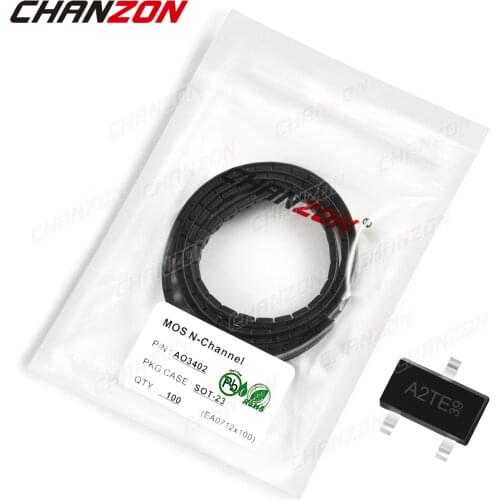 100pcs AO3402 SOT-23 N-Channel SMD Mosfet Bipolar Junction Transistor BJT SIC Mos Fets Triode Tube SMT Integrated Circuits