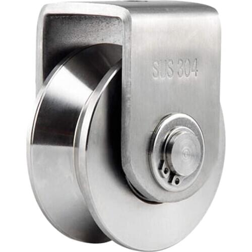 2 Inch V Type Pulley Roller 304 Stainless Steel Sliding Gate Roller Wheel Bearing for Material Handling and Moving