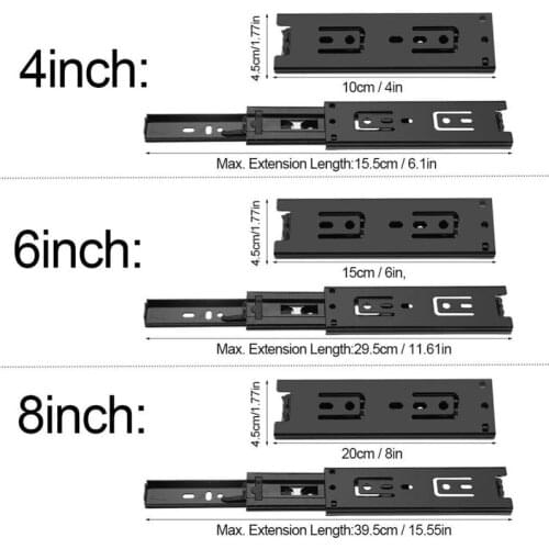 2pcs/Lot Mini Drawer Slides Short Steel Furniture Guide Rail Full Extension Kitchen Cupboard Wardrobe Hardware Guide Slide