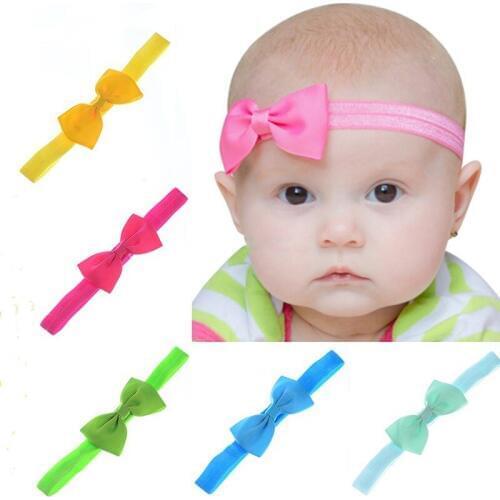 200pcs/lot DIY Multi Simple Fabrics Elasticity Bowknot Head Band Pure Colore Cartoon Baby Hair Bands Styling Accessory HA1123