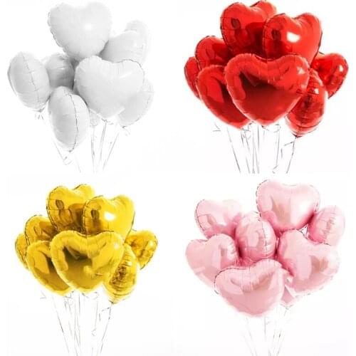 5Pcs 18Inch Rose Gold Red Heart Foil Helium Balloons Anniversary Valentines Day Wedding Birthday Party Decorations Balloon