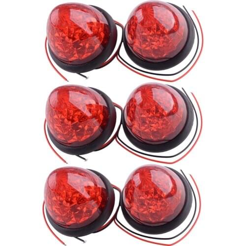 6Pcs Trailer Truck 16-LED Red Round Beehive Cone Side Marker Light Grommet Clearance Cab Sleeper Lamp 2W 24V