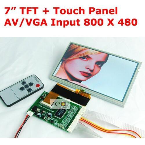 7.0" TFT LCD Module + Touch Panel VGA / Dual 2AV Input Driving Board 800 x 480 Dots 40Pins