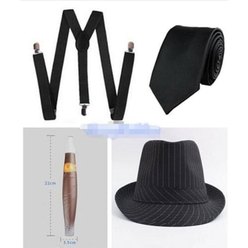 Cosplay Accessory Mens 1920s 20s Gangster Set Hat Braces Tie Cigar Gatsby Kit Costume Accessories GATSBY MEN WOMEN DANCING