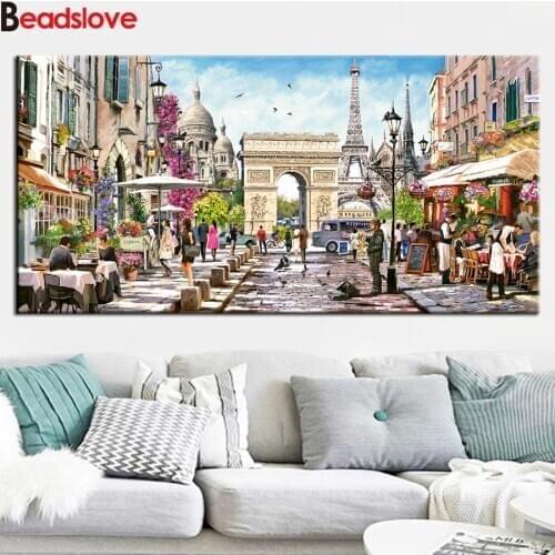 200x100cm 5d diy diamond painting Romantic Paris street scenery diamond mazayka embroidery sale full square round drill decor