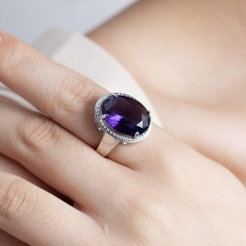 Amethyst Zircon Ring 925 Sterling Silver Rings for Women Engagement Ring Silver 925 Gemstones Jewelry