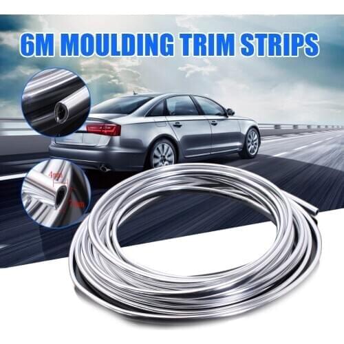 Car Door Edge Scratch Guard Protector Cover Strip Roll Chrome Moulding Trim Strip 6M Chrome Moulding Trim Strip Car Accessories