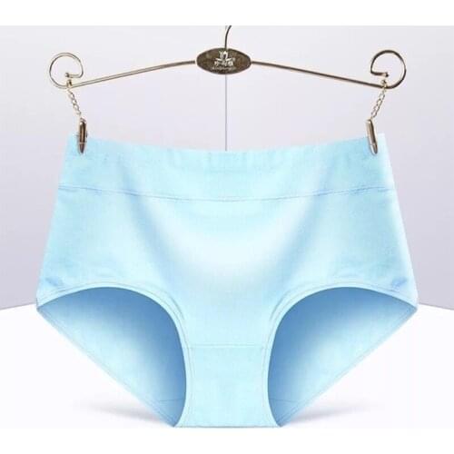 Basic Elastic Comfortable Solid Color Cotton 2021 Womens Fashion Underwear Soft Large Size Sexy High Waist Briefs Lady Panties