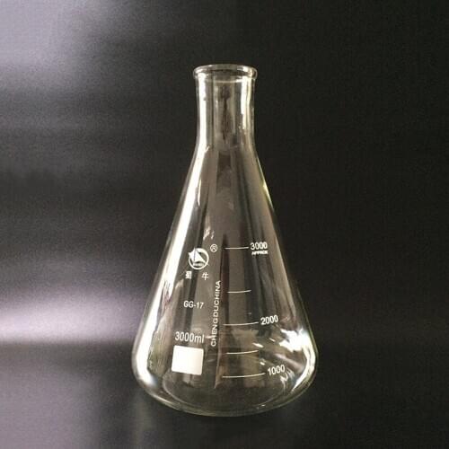 Big B Conical flask,Wide spout with graduations,Capacity 3000ml,O.D. of neck 54mm,Erlenmeyer flask with normal neck