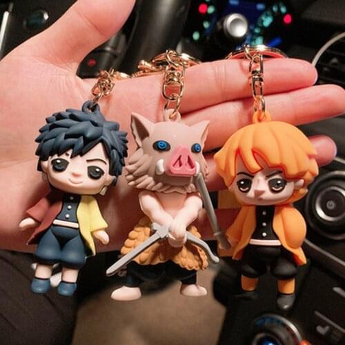 Anime Demon Slayer Keychain Kimetsu No Yaiba Figure Tanjirou Nezuko Action Figure Cartoon Decorative Keychain Pendant Gift