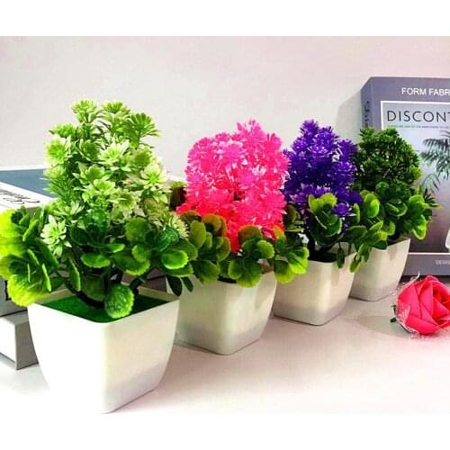 Hot Sale! 1Pc Artificial Flower Plastic Plant Potted Bonsai Household Wedding Spring Summer Living Room Garden Desk Home Decor