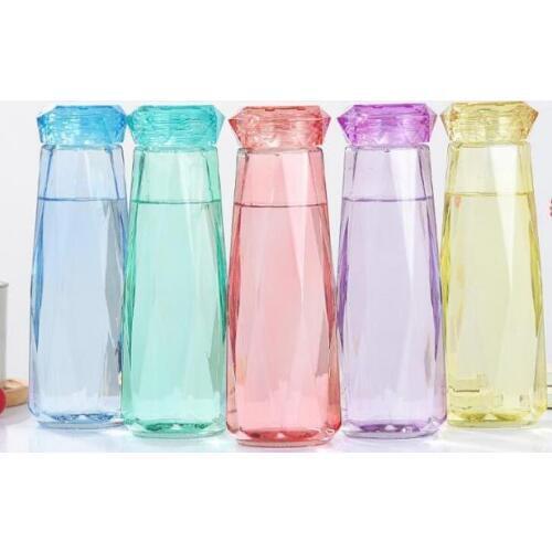 Crystal glass water bottle fashion gemstone clear bottles cup travel sports my bottle 500ml christmas new year prsents gifts