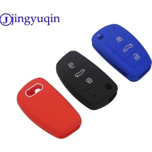Jingyuqin Car Key Fob Flip Folding Remote Silicone Cover Case Skin Car-styling for Audi A1 A2 A3 A4 A5 A6 A7 TT Q5 Q7 R8 S6