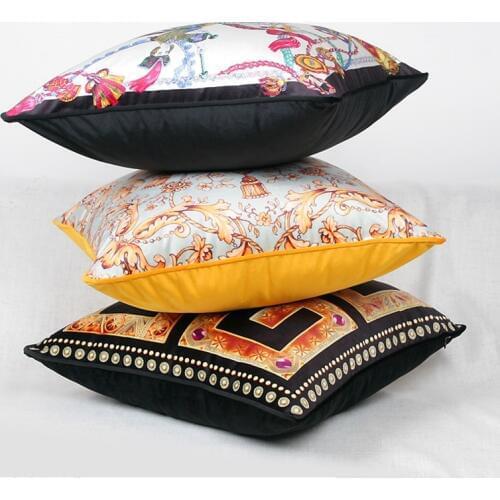 Classical High-end Luxury Europe French style pillowcover royal velvet print backrest lazyback pillowcase home villa decartation