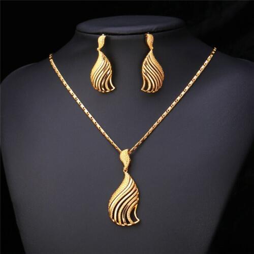 Kpop Feather Set Women New Vintage Pendant Necklace Earring Gold/Silver Color Hollow Out For Women Trendy Set PE214