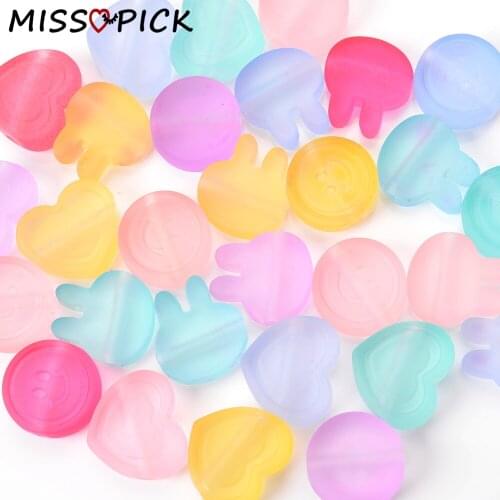 10pcs Acrylic Beads Mixed Color Rabbit Heart Round Smiley Loose Spacer Beads for Jewelry Making DIY Bracelet Necklace Wholesale