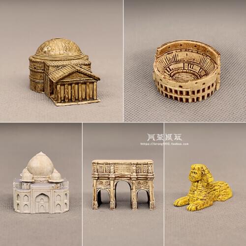 Miniature Medieval Rome Castle Ancient Architecture Egyptian Pyramid Pantheon Arena Arc De Triomphe Decor Figurine Model Toys