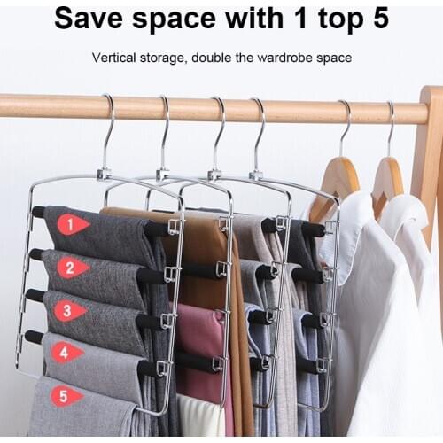 Four-layer Pants Storage Multi-functional Strong Bearing Capacity Clothes Hangers Space Save Tie Storage Shelf Stable Cloth Rack