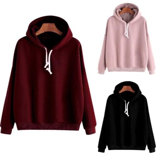 Fashion Women Autumn Winter Thick Hooded Hoodies Hot Ladies Long Sleeve Pure Color Sweatshirt Tops Jumper Pullover Sweatshirt
