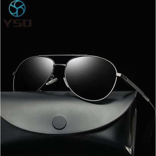 YSO Brand Oversized Sunglasses Black For Men Car Driving Fishing Polarized UV400 Protection Glasses Vintage Man Sunglasses 1306